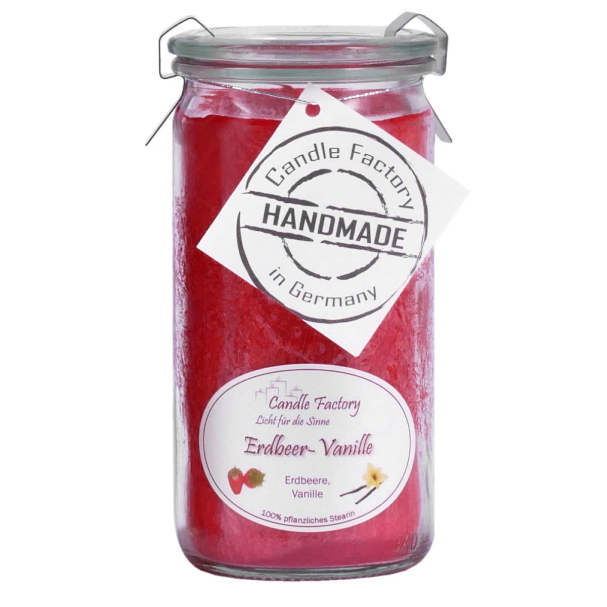 Erdbeer Vanille - Mini Jumbo Duftkerze im Weckglas