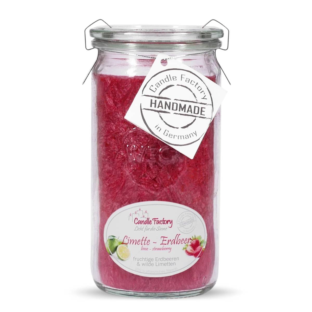 Limette Erdbeer - Mini Jumbo Duftkerze im Weckglas