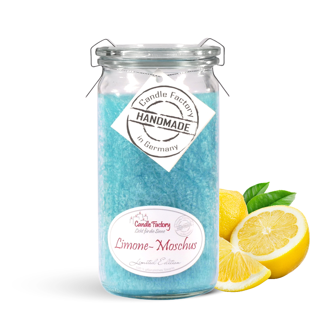Limone Moschus - Limitierte Edition - Mini Jumbo Duftkerze im Weckglas