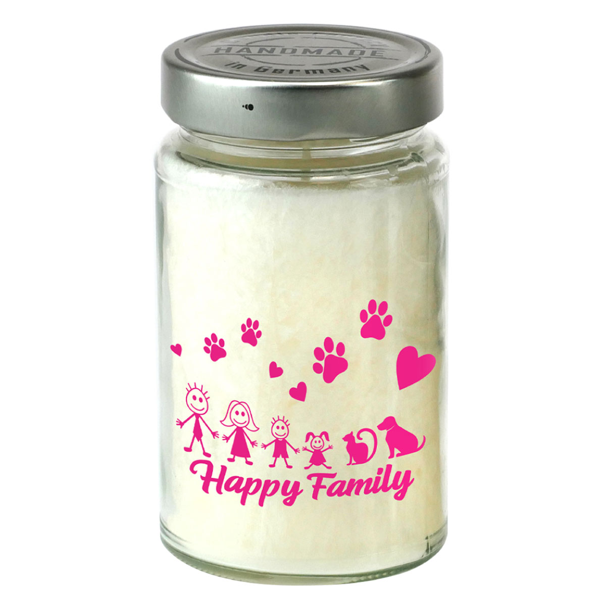 Happy Family - Bedruckte Duftkerze im Glas [groß]