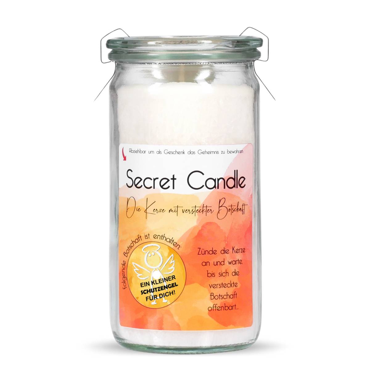 Ein kleiner Schutzengel für dich - Orange Zedernholz - Secret Candle Mini Jumbo Duftkerze im Weckglas