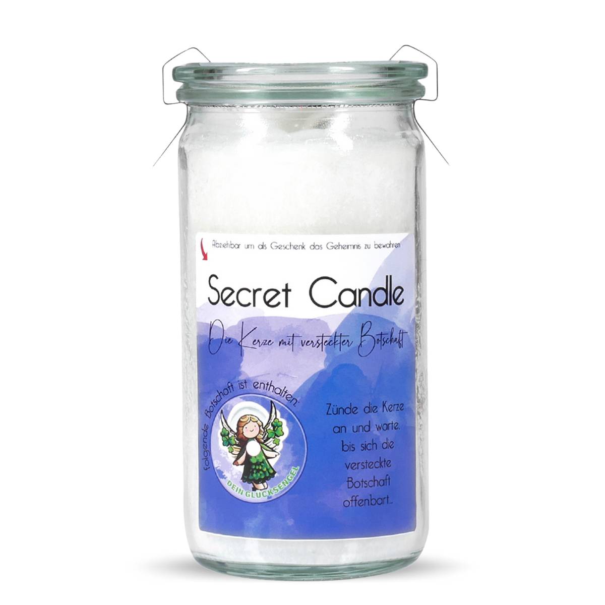 Dein Glücksengel - Zitronenmelisse - Secret Candle Mini Jumbo Duftkerze im Weckglas